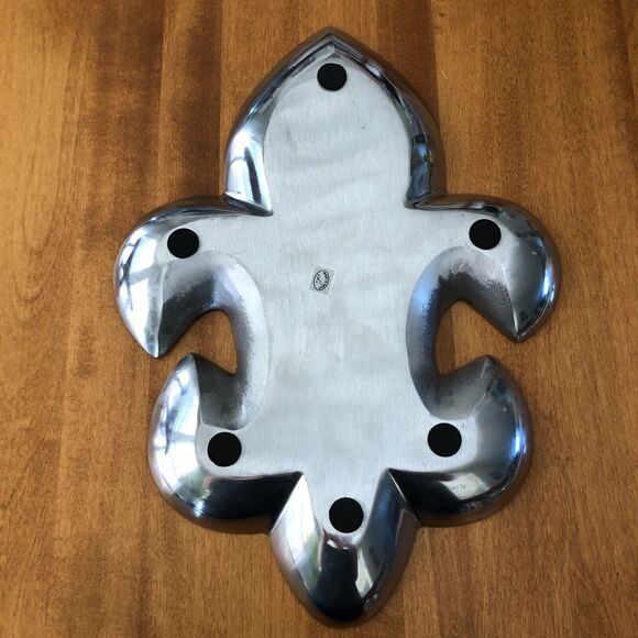 IHI Fleur De Lis Silver Metal Serving Plate Dish India - Picture 3 of 5